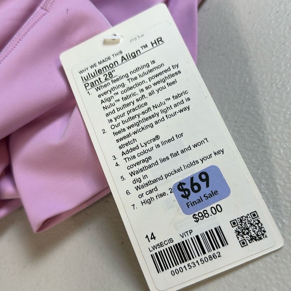 Lululemon Align High-Rise Pant 28" Vitapink size‎ 14 pink leggings nwt - Picture 3 of 6